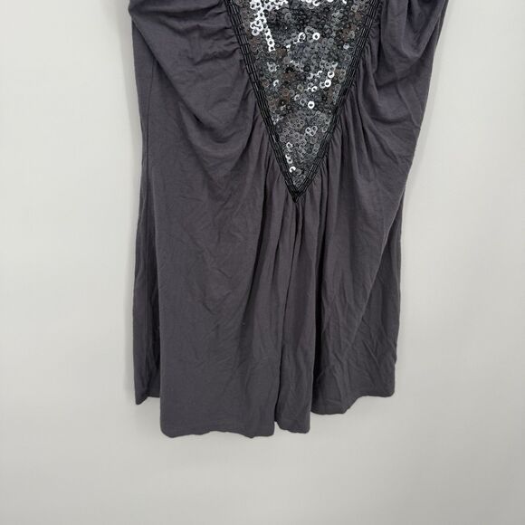 Studio Y Gray Sequin Long Stretchy Tank Top Size Small Y2k Style - Picture 3 of 9
